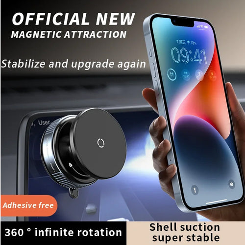 Magnetic Suction Car Phone Mount — 20X Magnet Hold, 360° Adjustable Holder for Dashboard & Windshield