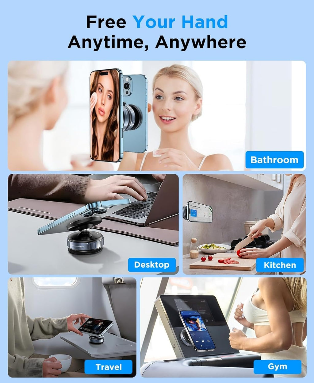 Magnetic Suction Car Phone Mount — 20X Magnet Hold, 360° Adjustable Holder for Dashboard & Windshield